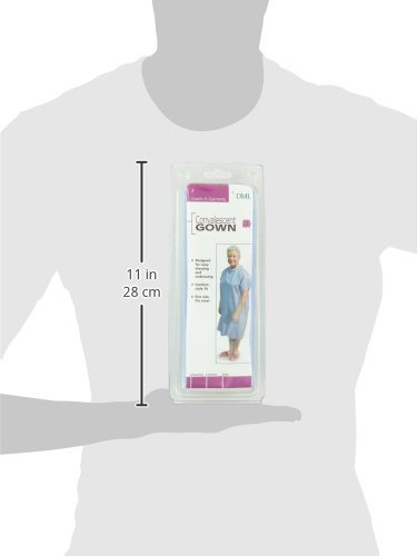 Dmi Convalescent Hospital Gown With Back Tape Ties, Machine Washable, Adult, Blue #TOP4