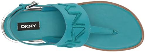 DKNY Women's Flat Buckled Sling Back Logo Sandal Heeled, Turquoise, 7 | Image 4