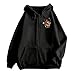 hoodie damen, Weihnachten Hoodie Damen Sweatjacke Lustige 3D Druck Weihnachtspullover Kapuzenjacke Oversize Casual Zipper Sportjacke Leichte Weihnachts Kapuzenpullover Sweatshirt Jacke Schwarz XXL