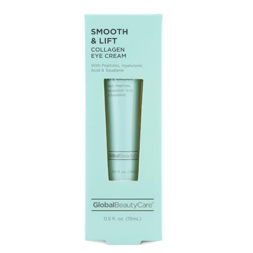 Global Beauty Care Smooth & Lift Collagen - Eye Cream wiith Peptides, Hyaluronic Acid & Squalane, 1-Pack (0.5 fl oz 15ml)