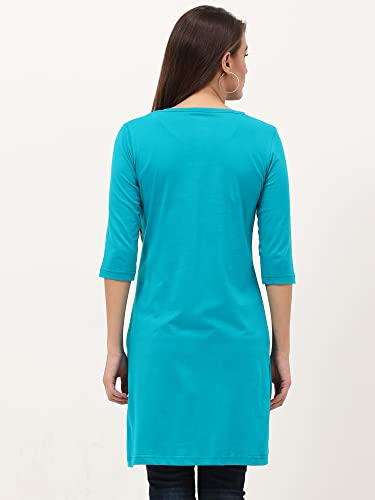 Image of FLEXIMAA Women's Cotton Printed Round Neck 3 /4 Sleeve Color Size Long Top