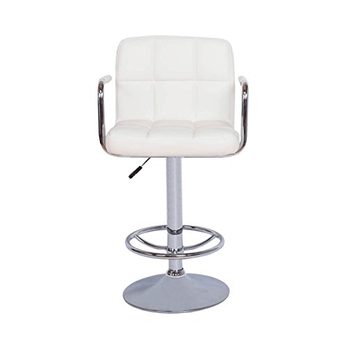 Vogue Furniture Direct Direct Adjustable Height Swivel Barstools With Armrest and Footrest, White