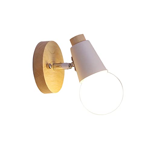 HOMSFOU Applique Murale Moderne en Bois Massif E27 Lampe Murale Minimaliste pour Salon Chambre Bureau Salle De Bain 4.13X3.94X5.51 Pouces sans Ampoule...