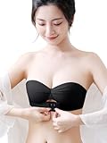 [Barifall] ストラップレスブラ ノンワイヤー 超盛ブラ 谷間メイク 脇高ブラ ベルト 調節可能 滑り止め ブラジャー 美胸 美背 寄せブラ N32-BK-XL