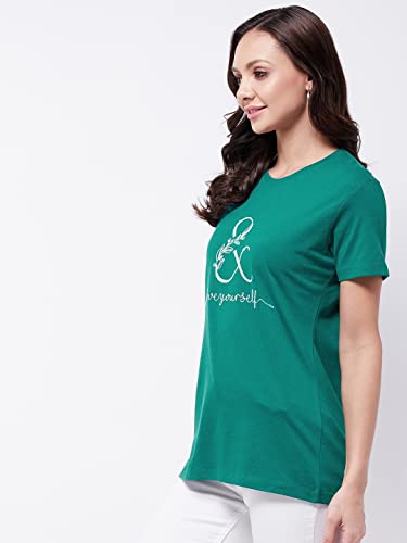 Image of Modeve Women Printed Cotton Blend Half Sleeve Round Neck T-Shirt for Summer