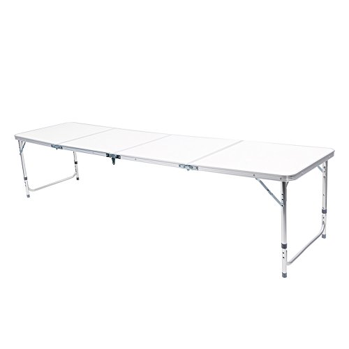 Zerone - Mesa plegable ajustable, mesa de camping, con asa de aleación de aluminio para barbacoa, fiestas, excursiones, picnic (color blanco, 240 x 60,5 x 54,5 cm)