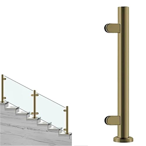 24 28 32 36 40 44 48 in Height Glass Stair Railing Handrail, Glass Balustrade Post for Balcony Barriers, Stainless Steel Railing Fence Pole Handrail Fencing(C-Edge,Height 44in/110cm)
