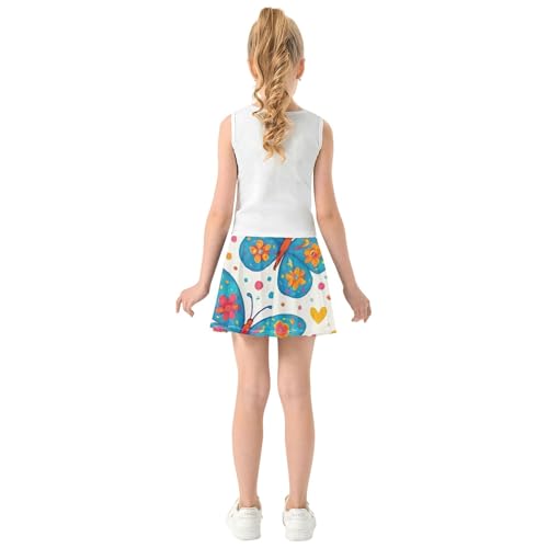 Girls' Shorts Athletic Skorts Tennis Skirts for Kids Rainbow Pleated Skort Colorful Butterfly Floral Geometric 3t4