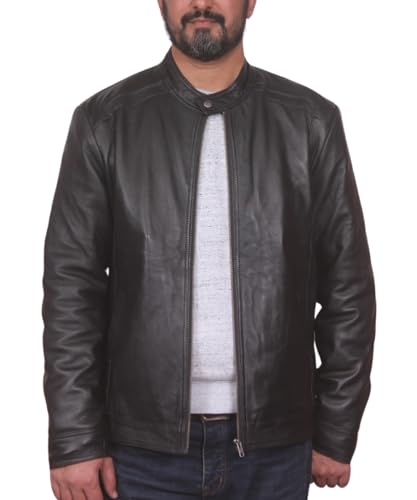 Image of 100% Genuine Soft Sheepskin Leather Jackets for Men, Motorcycle Jacket Mens Winter Jacket, Windproof Mens Coat