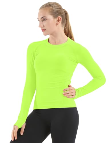 Image of MathCat Seamless Workout Shirts for Women Long Sleeve Yoga Tops Sports Running Shirt Breathable Athletic Top Slim Fit XS-XL