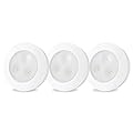 LUXSWAY LED Puck Light, Ultra-Thin Touch Lights, Battery Operated, Tap Lights, 60 Lumens, Stick on Lights, Under Cabinet Lighting, Ideal for Kitchen Cabinets, Closets, Garage and More, 3-Pack, White