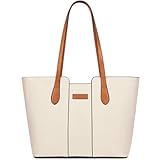 ToLFE Tote Bags for Women Purses and Handbags Top Handle Satchel PU Leather Shoulder Hobo Bags (Beige/Brown)