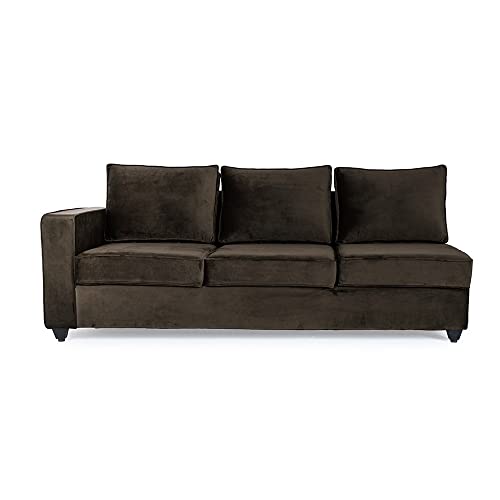 Image of Wakefit Sofa Set | 3 Year Warranty | Sofa 3 Seater, 3 Seater Sofa for Living Room, Wooden Sofa Set, 3 Seater + Right Aligned, Sofa for Living Room - Napper(Fabric-Velvet : Stone)