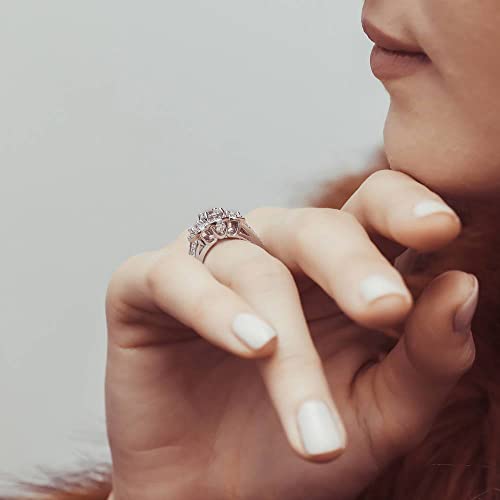 Berricle Sterling Silver 3-Stone Wedding Engagement Rings Round Cubic Zirconia Cz Anniversary Split Shank Ring For Women, Rhodium Plated Size 10 #TOP7