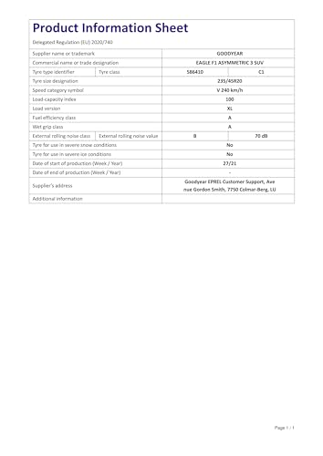 Goodyear 235/45 R20 100V Eagle F1 (Asymmetric) 3 Suv Xl - 8