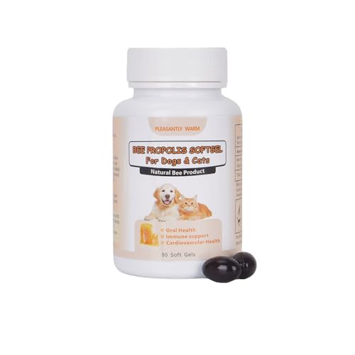Pleasantly Warm Bee Propolis for Dogs & Cats Daily Immune System Support Oral Care Gum Health Supplement 90 Soft Gels