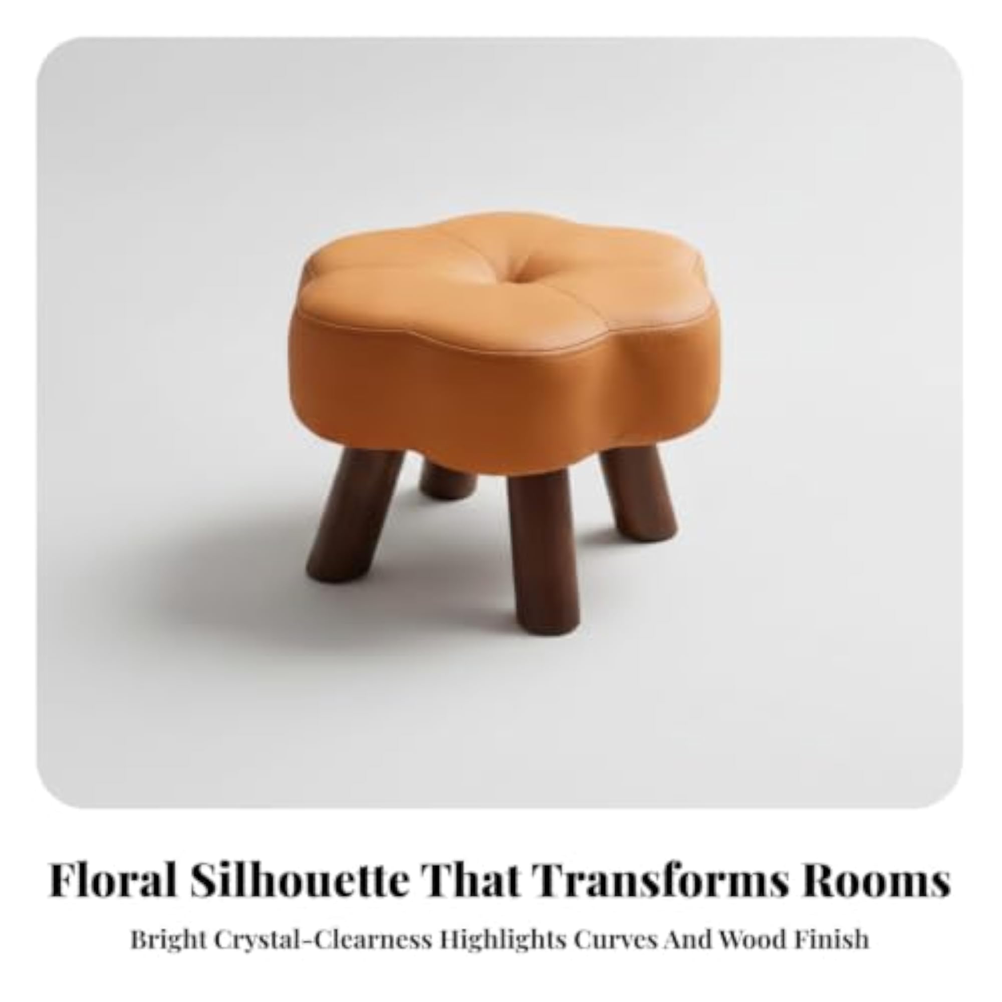 Cute Flower Stool, Compact Tufted Upholstered Footstool