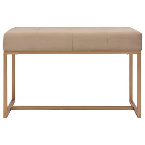 Bout de lit velours beige 80 cm pour optimiser l'espace du salon