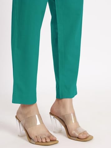 Image of Aarav Fabric Women's 100% Cotton Casual Pant | Ankle Length Regular fit Cotton Trouser | Straight Fit Formal Pants for Kurti, Office, Casual and Daily Outdoor Lifestyle