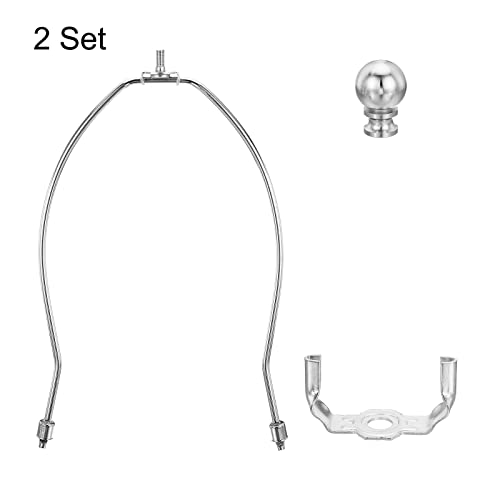 PATIKIL 10 Inch Lamp Harp Kit with Finial, 2 Set Detachable Shade Bracket Holder, DIY Lighting Accessories for Table Floor Lamps Chrome - Image 4
