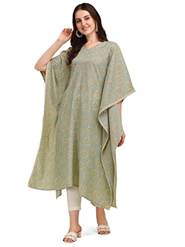 Kaftan Kurti coton vert clair anti-chaleur ensemble pantalon ample confortable femme