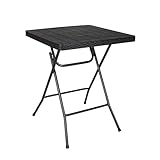 Koll Living Nomad Klapptisch 60x60 cm | Leichter Campingtisch faltbar | Kunststoff Tischplatte in Holzoptik Schwarz | Stabiler Metallrahmen | Tragbarer Gartentisch Balkon Camping 3,7 kg