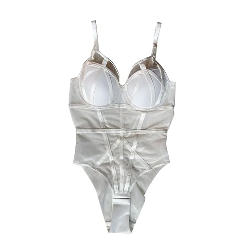 Ensemble de lingerie transparente blanche 75B body sexy dentelle sous-vêtement