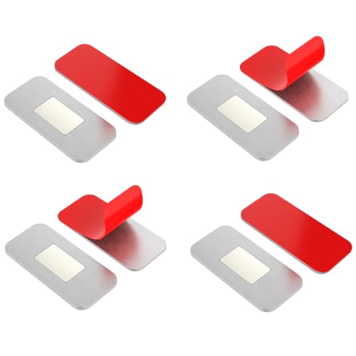 Magnetic Cabinet Door Catch, Ultra Thin No Drill Cabinet Door Magnets, Adhesive Stainless Steel Cabinet Latch to Stay Closed, Kitchen, Bathroom Magnetic Door Catch Closer 4 Pack