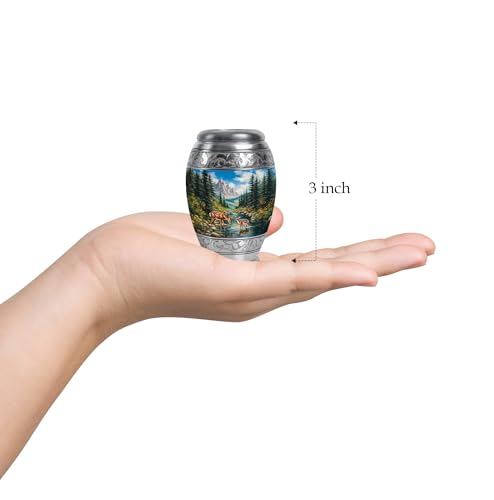 Image of Deer Urn Little Cremation Urns for Human Ashes Adult Man 3 Inch 2 Qty | Small Cremation Urn for Male Human Remains Urns