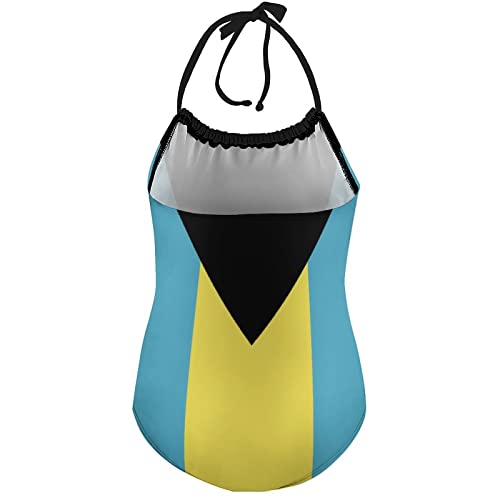 One-Piece Swimsuit Fashion Swimsuit Bahamas Flag Summer Swimwear Girls 12-14Y（170cm）2