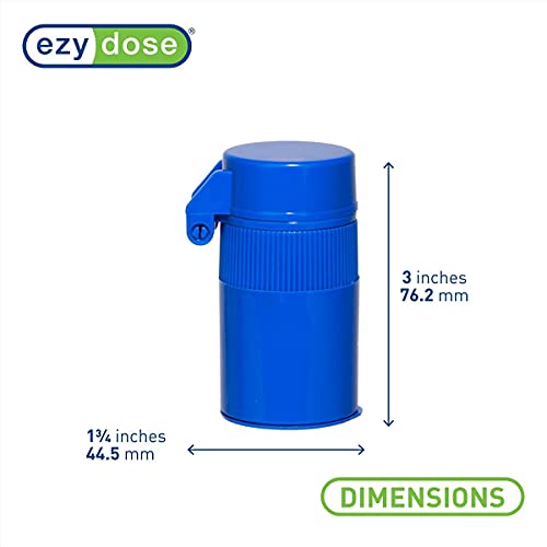 EZY DOSE 3 Compartment Pill Crusher, Cutter and Grinder, Daily Usage, Safely Cut Pills, Vitamins, Tablets, Accurate and Easy Cutting, Stainless Steel Blade, Removable Drinking Cup, Blue, BPA Free