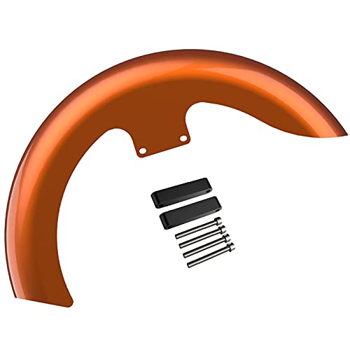 Us Stock Advanblack Amber Whiskey 19" Reveal Wrapper Hugger Stretched Front Fender Fit For 2014 15 16 17 18 19 20 21 22 2023 Harley/Davidson Flh Touring Road Street Glide (Black Spacers) #TOP23