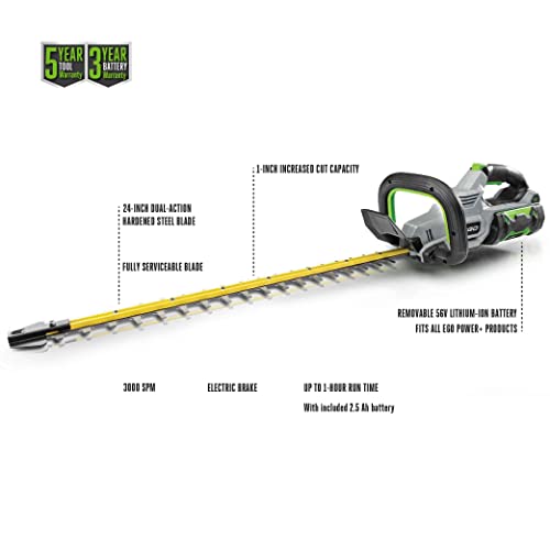 Image of EGO POWER+ Hedge Trimmer Cordless, Electric Hedge Trimmer 24 inch, Includes 56V 2.5Ah Battery and Charger - HT2411