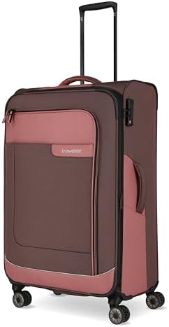 Travelite Koffer VIIA Größe L, 77 cm, 91-103 Liter, Reisekoffer groß | Weichschalen Trolley aus Polyester, Rollkoffer mit 4 Rollen, Dehnfalte, Kantenschutz & TSA Schloss, viel Stau