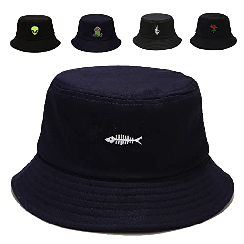 Image of Cotton Bucket Hat for Women Men Summer Travel Sun Beach Bucket Cap, Unisex Outdoor Fisherman Hat