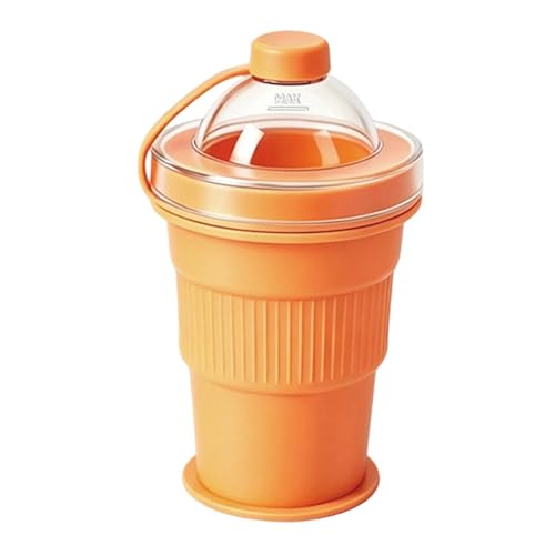 Silicone Water Cup - Lidded Ice Sphere Mold with Straw, Foldable Travel Drinking Cup, Soft Reusable Container, Multi Use Beverag