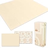 ベビーマット 【日本メーカー製安全検査済 保育士監修】fungoo® ベビープレイマット 赤ちゃん 折りたたみ 防音 防水 安全素材 遊べる 両面使用可 滑り止め (180x160x2cm, パターン4:スター(ベージュ)×道路(ベージュ))