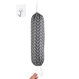 Cobee Plastic Bag Holder Organizer, Large Grocery Bag Storage Dispenser Washable Plastic Bag Organizer Reusable Shopping Bag Trash Bag Dispenser for Home Kitchen Cabinet (Gray)