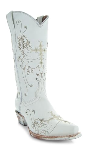 Soto Boots Women's Wedding Embroidered Leather Handcrafted Cowgirl Boots M50040 White