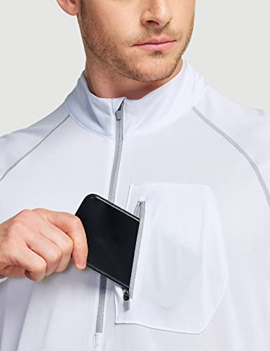 Athlio Men's Long Sleeve Athletic Shirts - Quick Dry, Uv Sun Protection, 1/4 Zip Pullover Running Tops, Xx-Large 3-Pack Black/Carbon Grey/White #TOP5