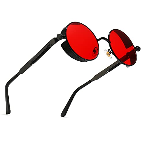 GYsnail Make the world clear Outdoor Steampunk Sunglasses For Men, Round Gothic Shades Women, Fashion Cool Protective Eyewear