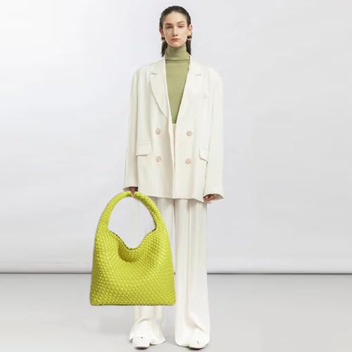 Image of JINMANXUE Woven Tote Bag for Women, Fashion Hobo Handbag, Travel Top-handle Shoulder Bag, Beach Underarm Bag with Purse
