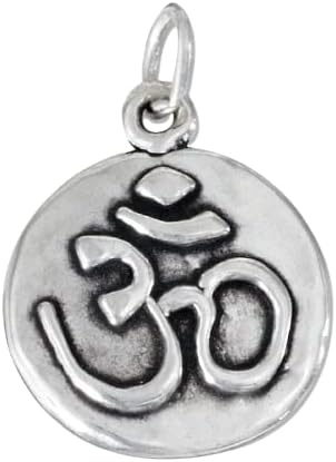 Colgante de plata de ley 925 con diseño de sílaba sagrada Om Aum hindú budismo para yoga