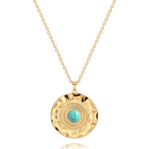 CANEVINKA 18K Gold Plated Bohemian Turquoise Pendant...