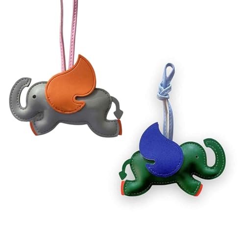 Image of 2PCS Set in Grey and Green Bag Charm, Elephant Bag Charm for Women, Cute Bag Accessories for Girls, Bag Charms Keychain for Daily Use, Cute Animal Keychain