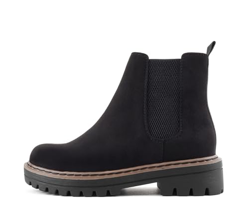 Image of Soda Pilot ~ Women Lug Sole Low Heel Chelsea Fashion Ankle Bootie w /Double Elastic Gore