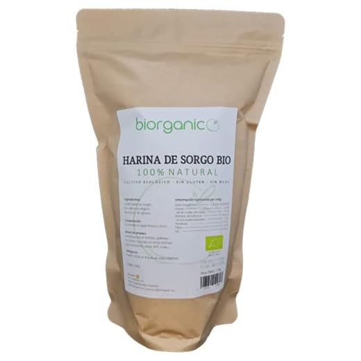 Biorganic Harina de Sorgo Bio 1Kg - SIN GLUTEN - De cultivo Ecológico - Pura, ecológica y vegana.