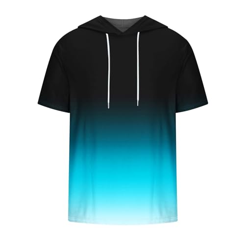 Shirt for Men Classic Fit Short Sleeve Hoodie Gradient Color Hooded Tees Muscle Fit Sport T Shirt Clothes Summer Tops2