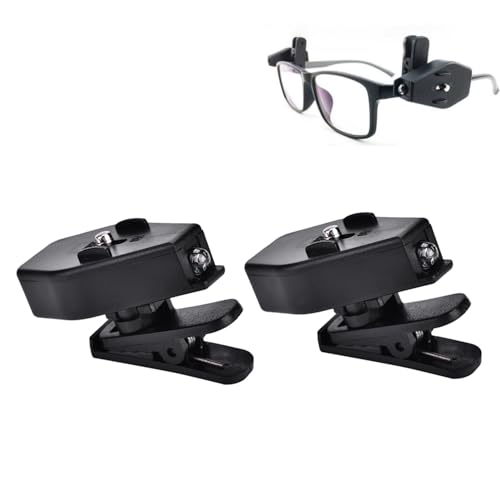 Lampada LED con clip per occhiali, luce per lettura notturna e pesca - Mini luce LED portatile con clip girevole a 360° per l'uso a mani libere