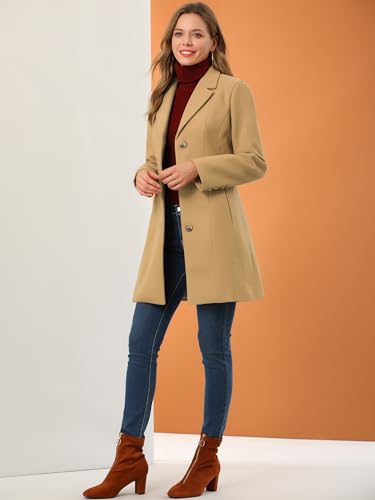 Allegra K Women's Winter Pea Coat 2025 Fall Single Breasted Long Outerwear Trench Coats3